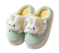 ZNEL Pantofole a Forma di Coniglietto da Donna Animali Carini E Pelosi Scarpe da Casa Testa di Coniglio Suola in Gomma Spessa Antiscivolo in Cotone(40/41 EU, Green)