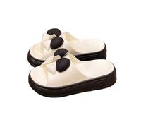 ZNEL Pantofole con Fiocco da Donna Punta Aperta Sandali con Plateau Antiscivolo, Suola Spessa 4,5cm Scarpe per Casa da Doccia Leggere E Comode in Eva(40/41 EU, Black)
