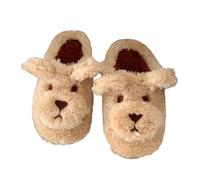 ZNEL Pantofole da Donna a Forma di Animale Yorkshire Terrier Memory Foam Morbido Peluche Scarpe per Casa in Pile con Motivo a Orsacchiotto per Interni E Esterni(36/37 EU, Khaki)