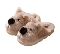 ZNEL Pantofole da Donna a Forma di Animale Yorkshire Terrier Memory Foam Morbido Peluche Scarpe per Casa in Pile con Motivo a Orsacchiotto per Interni E Esterni(40/41 EU, Khaki)