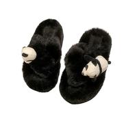 ZNEL Pantofole da Donna con Motivo Panda Incrociato Soffice E Soffice Peluche Scarpe da Casa Punta Aperta Interno Ed Esterno Suola Antiscivolo Spessa 4cm(36/37 EU, Black)