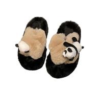 ZNEL Pantofole da Donna con Motivo Panda Incrociato Soffice E Soffice Peluche Scarpe da Casa Punta Aperta Interno Ed Esterno Suola Antiscivolo Spessa 4cm(38/39 EU, Khaki)