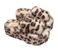 ZNEL Pantofole da Donna con Stampa Leopardata comodità, Quattro Stagioni Morbide Peluche Punta Aperta Scarpe per Casa con Pelliccia Suola Spessa 7cm(38/39 EU, D)