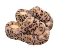 ZNEL Pantofole da Donna con Stampa Leopardata comodità, Quattro Stagioni Morbide Peluche Punta Aperta Scarpe per Casa con Pelliccia Suola Spessa 7cm(40/41 EU, E)