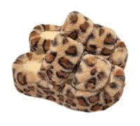 ZNEL Pantofole da Donna con Stampa Leopardata comodità, Quattro Stagioni Morbide Peluche Punta Aperta Scarpe per Casa con Pelliccia Suola Spessa 7cm(36/37 EU, A)