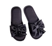 ZNEL Pantofole Da Donna In Raso Con Fiocco, Punta Aperta Scarpe Per Casa Interno In Memory Foam Ciabatte Da Camera Da Letto Con Suola Antiscivolo Infradito Da Sposa(38/39 EU, Black)