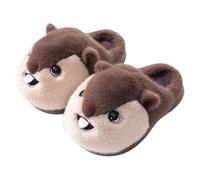 ZNEL Pantofole in Cotone con Scoiattolo dei Cartoni Animati di Peluche a Forma di Animale Scarpe per Casa Invernali da Interno Ed Esterno Camera da Letto E Soggiorno(36/37 EU, Coffee)