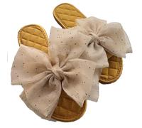 ZNEL Pantofole in Raso con Strass con Fiocco Punta Aperta Suola con Cuciture Scarpe da Casa da Donna Addio al Nubilato, Matrimonio, Fidanzamento(35/36 EU, Yellow)