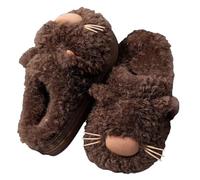 ZNEL Pantofole Pelose a Forma di Gatto Animale Soffice Morbide Scarpe da Casa Interno in Peluche con Suole Antiscivolo Spesse(40/41 EU, A -Coffee)