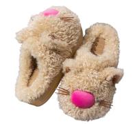ZNEL Pantofole Pelose a Forma di Gatto Animale Soffice Morbide Scarpe da Casa Interno in Peluche con Suole Antiscivolo Spesse(38/39 EU, A -Khaki)