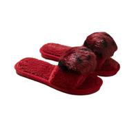 ZNEL Punta Aperta Pantofole a Forma di Panda da Donna con Fodera Confortevole, Scarpe da Casa Morbide E Carine Antiscivolo Sandali in Pelliccia Sintetica di Coniglio(36/37 EU, Red)