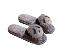 ZNEL Punta Aperta Pantofole a Forma di Panda da Donna con Fodera Confortevole, Scarpe da Casa Morbide E Carine Antiscivolo Sandali in Pelliccia Sintetica di Coniglio(40/41 EU, Gray)