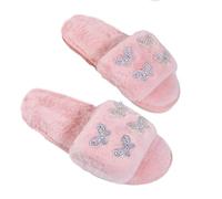 ZNEL Punta Aperta Pantofole Morbide da Donna Farfalla con Strass Lucidi Antiscivolo Scarpe da Casa per Interni Comode E Leggere(36/37 EU, Pink)