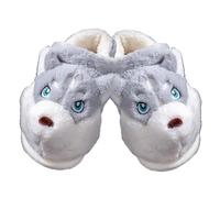 ZNEL Soffice Cartone Animato Accogliente Animale Siberian Husky Pantofole Suola Spessa Antiscivolo Scarpe da Casa per Uomo E Donna(38/39 EU, Gray)