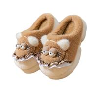 ZNEL Suola Spessa Pantofole Morbide a Forma di Animale Morbide E Carine Scarpe per Casa con Suola in PVC E Tomaia in Peluche Mantieni Tuoi Piedi Caldi E Comodi(38/39 EU, A-Khaki)