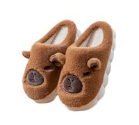 ZNEL Suola Spessa Pantofole Morbide a Forma di Animale Morbide E Carine Scarpe per Casa con Suola in PVC E Tomaia in Peluche Mantieni Tuoi Piedi Caldi E Comodi(36/37 EU, D-Coffee)