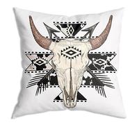 ZNGFON Federa per cuscino con stampa di mucca in stile bohémien, stile azteco, toro occidentale, morbida, decorazione per divano, letto, 45,7 x 45,7 cm
