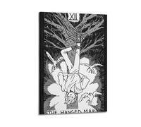 ZNHSzzQ Poster con tarocchi The Hanged Man, Hanging - Upside - Down Figure, Line dipinta, poster artistico da parete su tela poster moderno per soggiorno e camera da letto (30 x 45 cm) con cornice