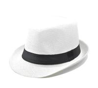ZNJAMN Cappello A Cilindro Cappello di paglia unisex da donna e uomo, con nastro tesa arricciata, cappello jazz Fedora, cappelli esterno Per La Festa(Color8)