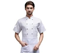 ZNJAMN Divisa da Cuoco Tuta da Cuoco in Rete Traspirante da Cucina, Tuta da Cuoco for Uomo e Donna, Manica Corta, Estiva, for Hotel, ristoranti e Mense per Chef(L)
