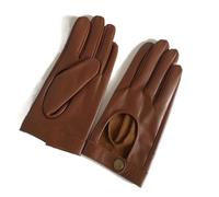 ZNJAMN Guanti In Pelle Da Donna Guanti a mezza palma, perni rivettati, guanti da guida su strada, in pelle di capra, corti donna, in Per Donna(Brown,S)