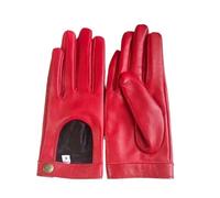 ZNJAMN Guanti In Pelle Da Donna Guanti a mezza palma, perni rivettati, guanti da guida su strada, in pelle di capra, corti donna, in Per Donna(Red,L)