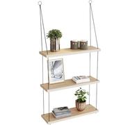 ZNJAMN Libreria A Muro Mensole sospese Mensola a muro a 3 livelli Decorazione della stanza for camera da letto, bagno, soggiorno Piccole librerie galleggianti in legno(Log colour)