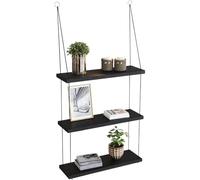ZNJAMN Libreria A Muro Mensole sospese Mensola a muro a 3 livelli Decorazione della stanza for camera da letto, bagno, soggiorno Piccole librerie galleggianti in legno(Black)