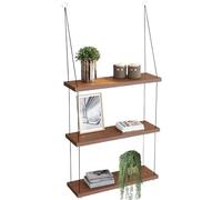 ZNJAMN Libreria A Muro Mensole sospese Mensola a muro a 3 livelli Decorazione della stanza for camera da letto, bagno, soggiorno Piccole librerie galleggianti in legno(Brown)