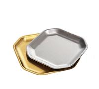 ZNJAMN Set Di Piatti Da Dessert 2 pezzi/set piatto ottagonale in acciaio inox da dessert snack vassoio quadrato freddo for verdure Per Antipasti, Sushi, Frutta(15x15cm)