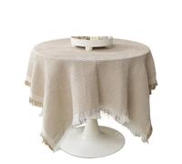 ZNJAMN Tovaglia Rotonda Tovaglia in cotone da tavolo autunnale quadrata con frange piccole for tavolini Copritavoli la decorazione della tavola Per Esterno,Picnic,Campagna(Khaki,86x86cm)