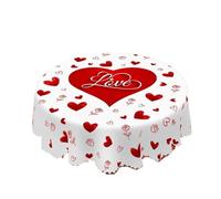 ZNJAMN Tovaglia Rotonda Tovaglia rotonda di San Valentino da 1 pezzo, tovaglia romantica con motivo d'amore a forma cuore for la cucina domestica quotidiana Per Esterno,Picnic,Campagna(152x305cm)
