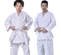 ZNJAMN Uniforme Da Judo Abiti da Judo bianchi Set con cintura in vita Uniforme da Judo Taekwondo for palestra di allenamento di Kung Fu for studenti di scuola for adulti Per Allenamento(L)