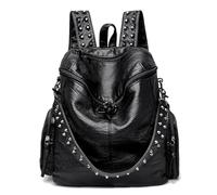 ZNJAMN Zaino con Borchie Zaino in Morbida Pelle con Rivetti for Donna, Borsa a Tracolla da Donna, Grande capacità, Zaino for la Scuola Adatto alle Ragazze(Black)