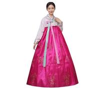 ZNLFS Abito tradizionale coreano Hanbok da donna, a maniche lunghe, costume da ballo per matrimonio di palazzo con dettagli floreali ricamati, L