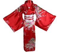 ZNLFS Vestaglia da Donna Kimono Giapponese Tradizionale, Abito Kimono Giapponese per Halloween, Costume Cosplay Geisha Yukata, Rosso, Taglia unica