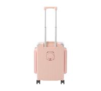 ZNLLQZN Trolley multifunzione da viaggio, valigetta con tre aperture, con porta bevande, lucchetto a combinazione, porte USB e tipo C, portata ca. 75 kg, Colore: rosa., 20 Zoll, moderno
