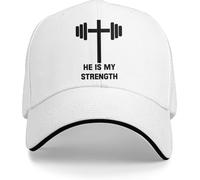ZNODXFIV Cappelli da papà di Colore Puro è Forza Palestra Bibbia Motivazionale Citazione Dio Cappello Classico Religioso Cappello da Sole Berretti con Visiera Berretto con Visiera Fresco