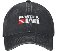 ZNODXFIV Classic Diving Master Diver Giochiamo in Deep End Adulto Retro Denim Lavato Berretti da Baseball Maschio Cowboy Cappello da Strada Escursionismo Berretto con Visiera Regalo