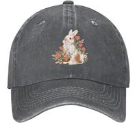ZNODXFIV Classico Cute Bunny Little Flower Distressed Regolabile Lavato Denim Mens Dad Trucker Cappello Baseball Ball cap per Gli Uomini