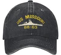 ZNODXFIV Classico USS Missouri BB-63 Berretti da Baseball per Uomo Donna Distressed Denim Copricapo Nave da Guerra Marina Militare Nave Outdoor Running Golf Cappello Regalo Fresco