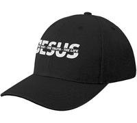 ZNODXFIV Nero Berretto da Baseball da Uomo Gesù La Via La verità La Vita Basato sulla Fede Bibbia Cristiana Versetto Cappello da papà Icona Compleanno Golf Donne Cool