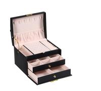 ZNTIHZ 1PC, Lock Arch Three Layer Jewelry Box, Suitable For All Kinds Of Storage Per Orecchini, Anelli(Black)