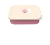 ZNTIHZ Bento Lunch Box in silicone anti-perdita, contenitore riutilizzabile for la preparazione dei pasti con 4 scomparti Per Picnic,Campeggio(Pink)