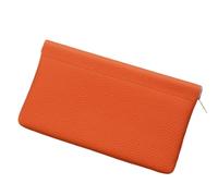 ZNTIHZ Cavo dati for cuffie con porta documenti for passaporto e patente di guida a portafoglio lungo autentico chiusura automatica da 1 pezzo Per Banchetti E Viaggi Di Lavoro(Orange)