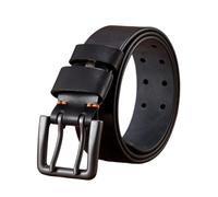 ZNTIHZ Cintura da Uomo 1 pz Cintura in Vera Pelle for Uomo Cintura Maschile Doppia Fibbia ad ardiglione Cintura for Jeans da Cowboy per Lavoro, Quotidiano(Black,105CM)