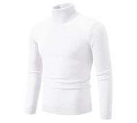 ZNTIHZ Maglione Dolcevita da Uomo Men's High Neck Sweater Pullover Knitted Warm Casual Men Clothing Knitted Sweater Men per Gli Sport Invernali All'Aperto(01-White,XL(55-70Kg))