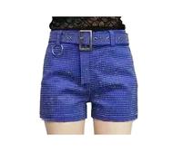 ZNTIHZ Pantaloncini con Strass da Donna, Gamba Larga, Vita Alta, Pantaloni Casual Elastici Sexy Diamanti e Cintura per Il Tempo Libero E Le Vacanze(Color 11,3XL)