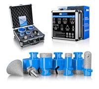 ZNXIMER Set di punte diamantate per piastrelle - 8 punte diamantate da 20/35/40/50/68 mm con fresa da 20 mm e 50 mm, un adattatore per foratura a secco in porcellana, piastrelle di granito marmo