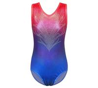 ZNYUNE Body da balletto colorato con fiocco di neve, per bambine dai 3 ai 12 anni, colore: rosso/blu 10 A